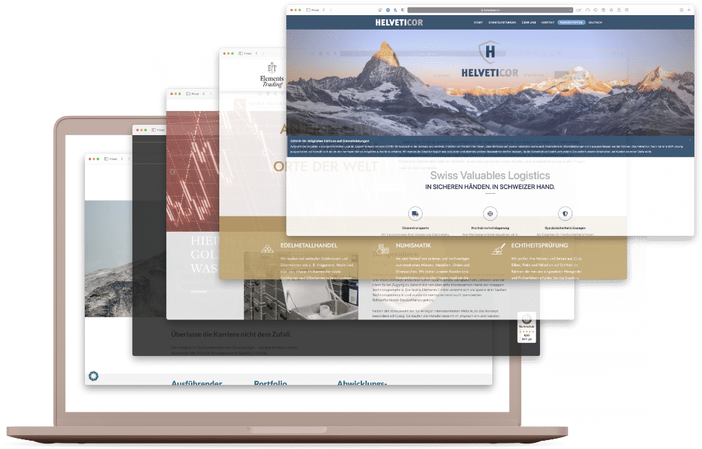 Verschiedene geöffnete Websites auf Laptop-Bildschirm
